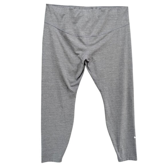 Nike Dri Fit Crop Leggings Womens Light Grey Stretch Pull On Athletic Pant Sz 2X - Picture 1 of 9